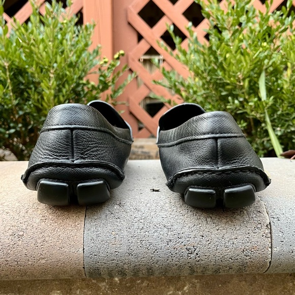 Prada Men’s Leather Loafers Mocs Friving Shoes, Black, 12 - Picture 4 of 9